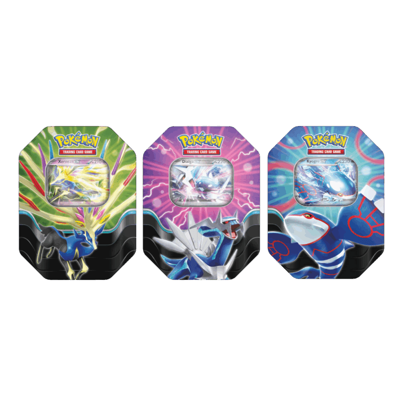 Tris Tin da Collezione Leggende Cerulee Kyogre‑ex Dialga‑ex Xerneas‑ex IT