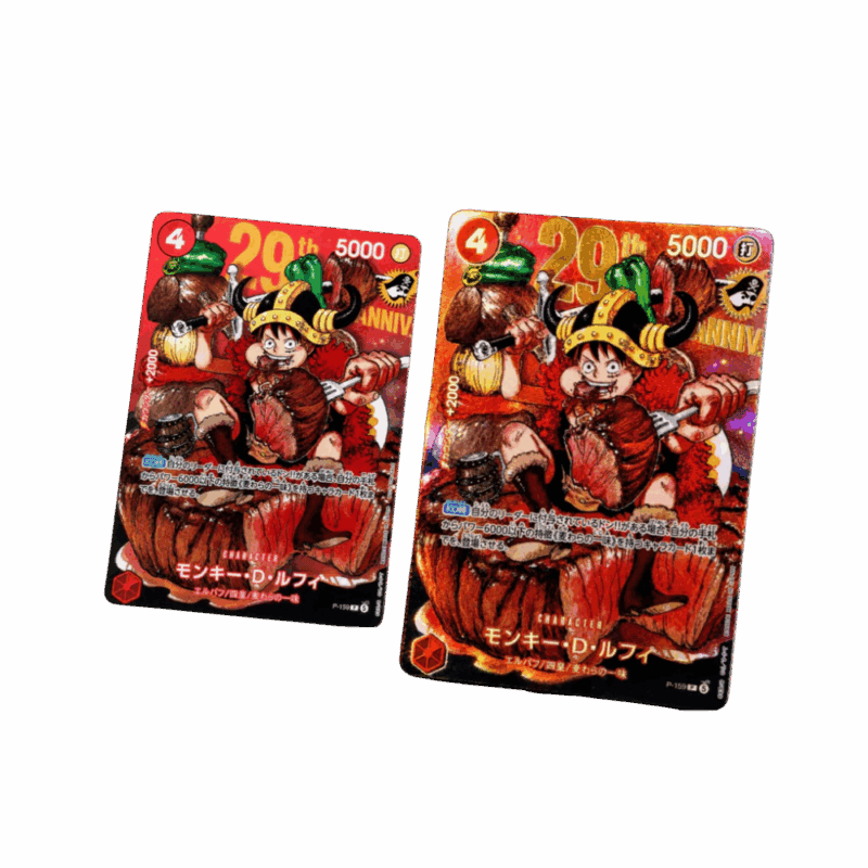 One Piece Monkey D. Luffy Promo P-159 Set 2 Carte Gold/Silver (JAP)